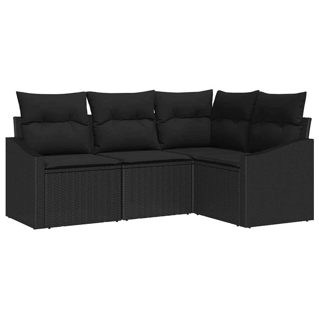Havesofa Sæt 4 stk. Sort polyrattan