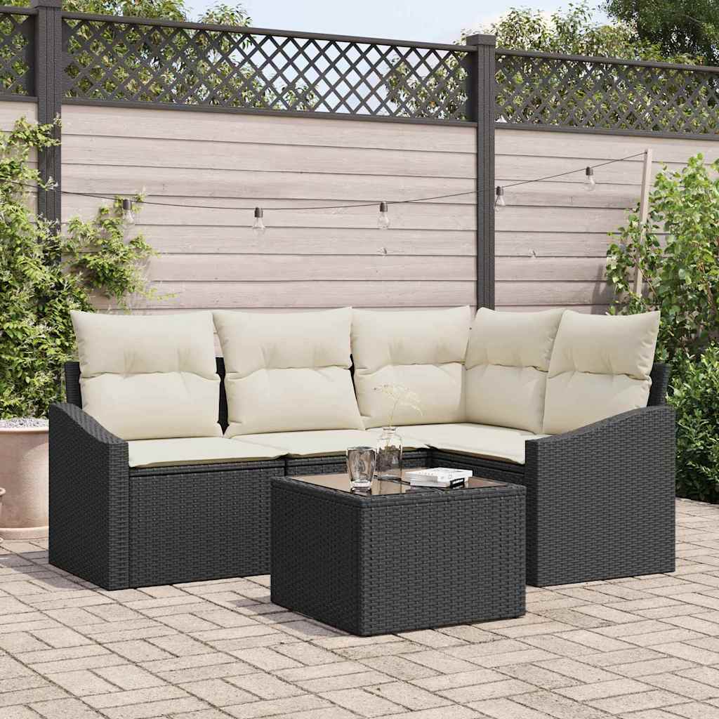 Havesofa Sæt 5 stk. Brun og Creme polyrattan