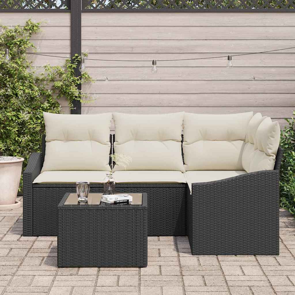 Havesofa Sæt 5 stk. Brun og Creme polyrattan