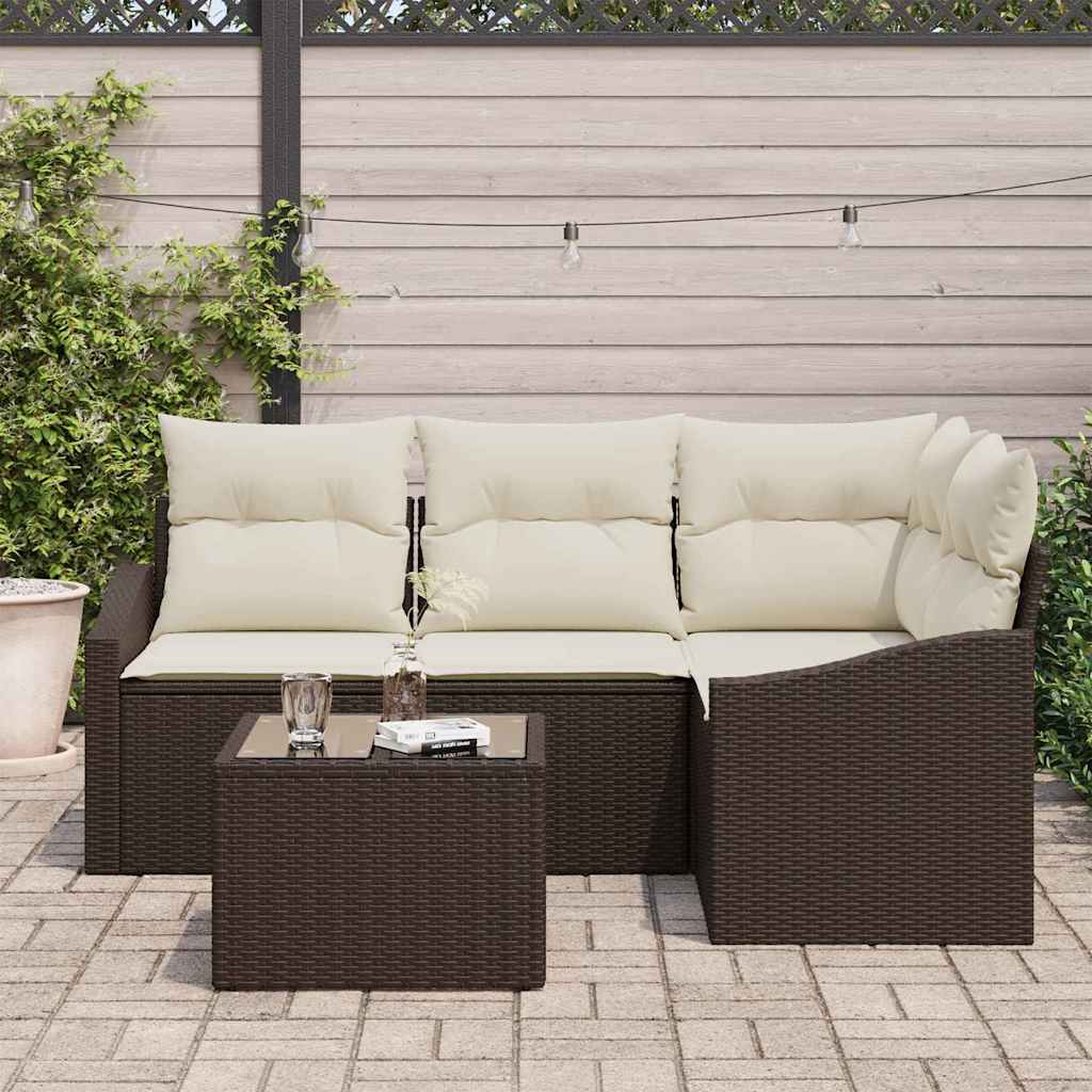 Havesofa Sæt 5 stk. Brun og Creme polyrattan