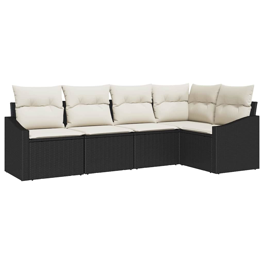 Havesofa Sæt 5 stk. Sort og Hvid polyrattan