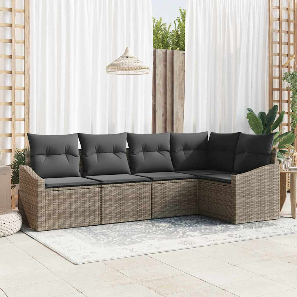 Havesofa Sæt 5 stk. Grå polyrattan
