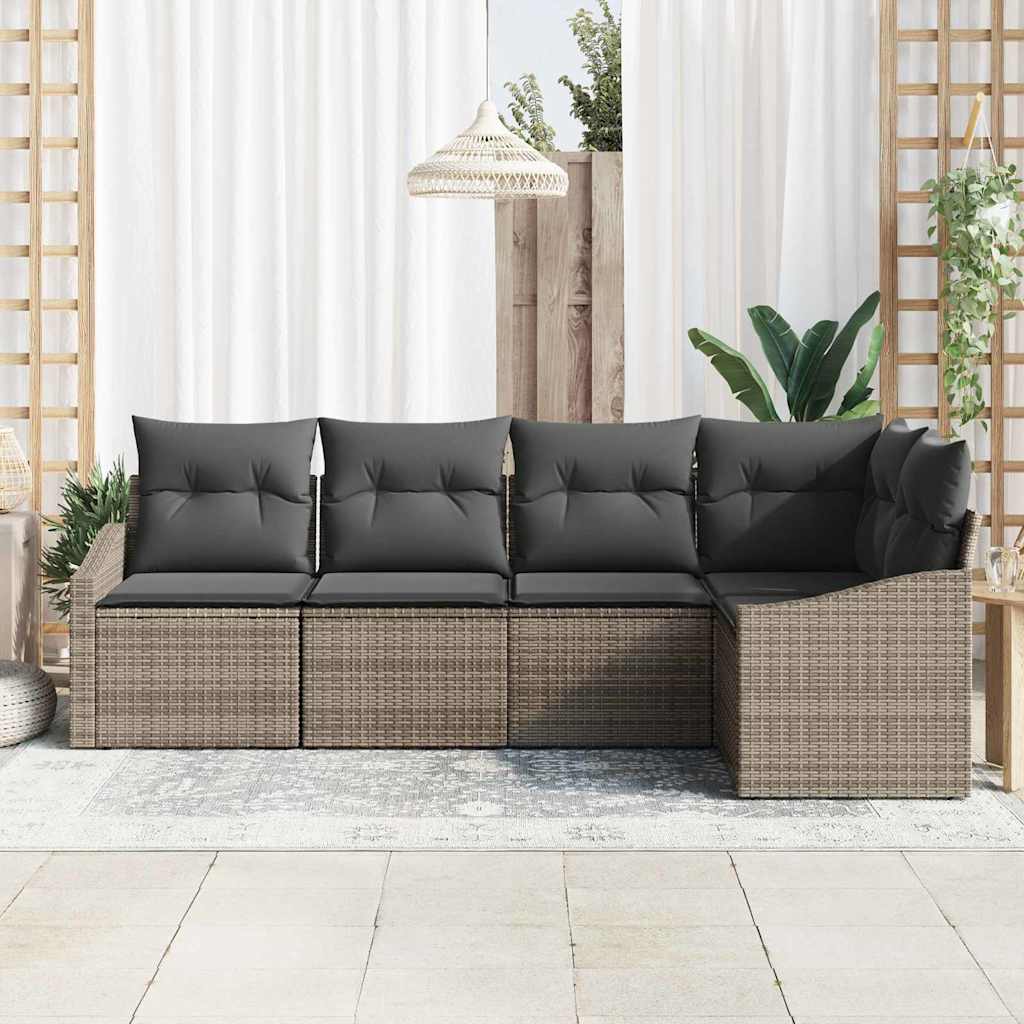 Havesofa Sæt 5 stk. Grå polyrattan