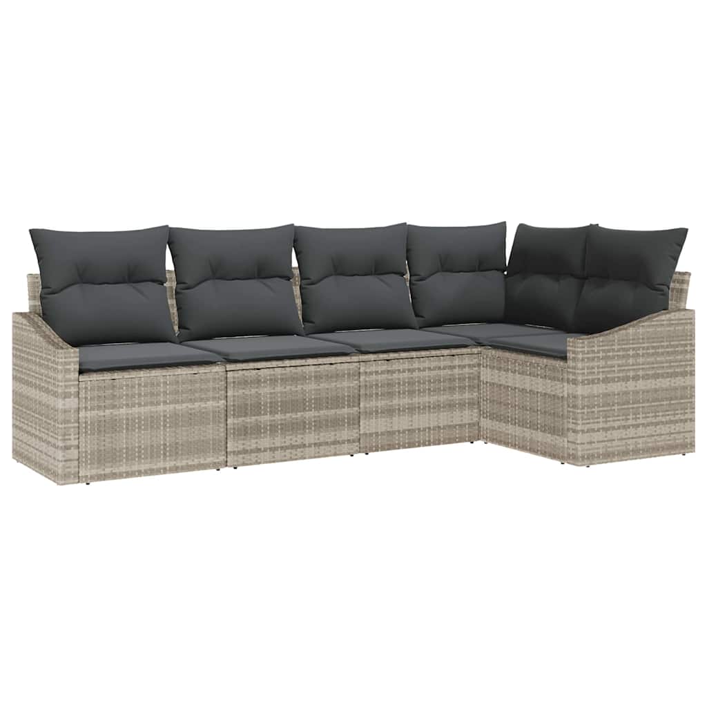 Havesofa Sæt 5 stk. Lysegrå polyrattan