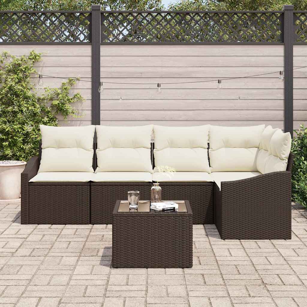 Havesofa Sæt 6 stk. Brun og Creme polyrattan