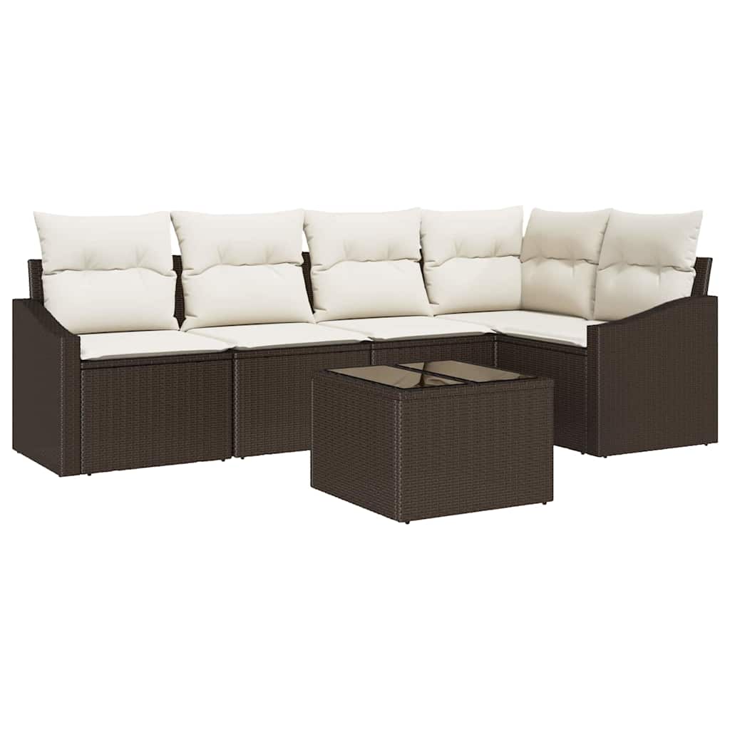 Havesofa Sæt 6 stk. Brun og Creme polyrattan