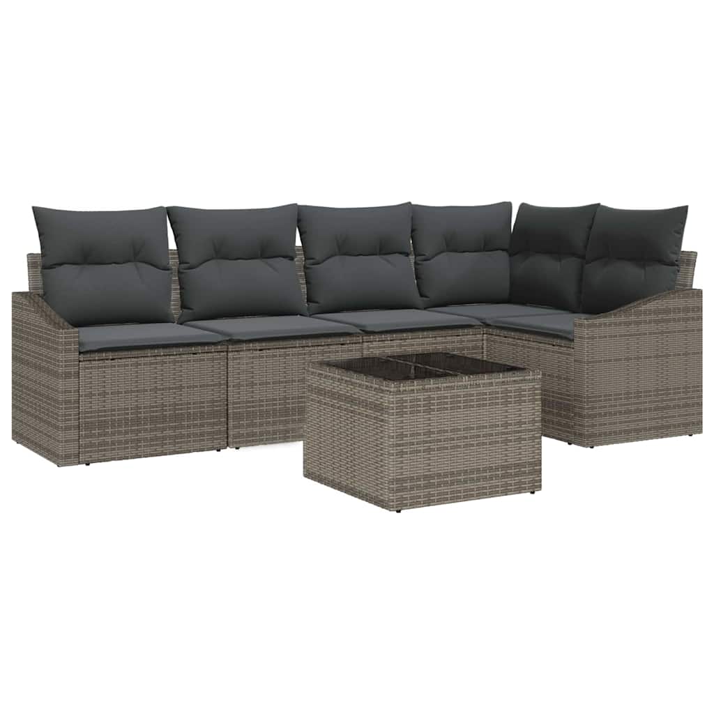 Havesofa Sæt 6 stk. Lysegrå polyrattan