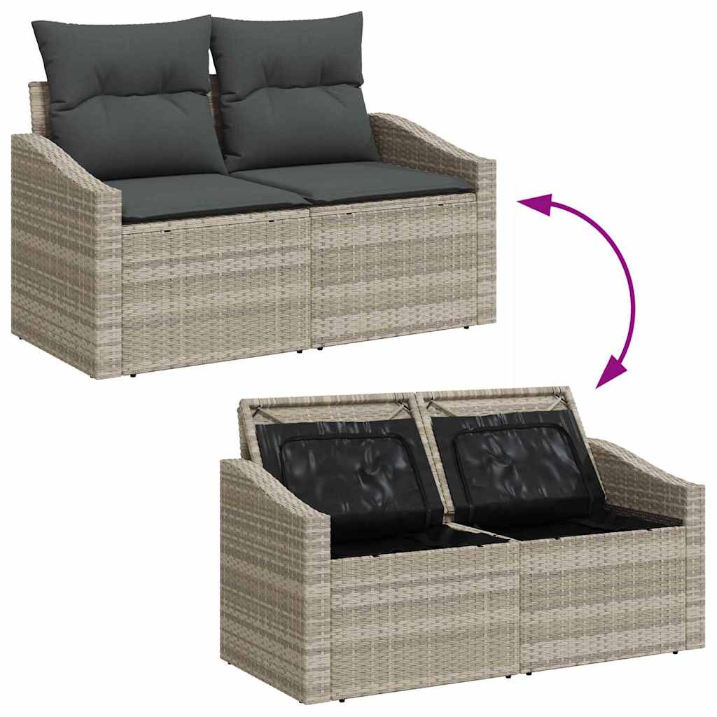 Havesofa Sæt 6 stk. Lysegrå polyrattan