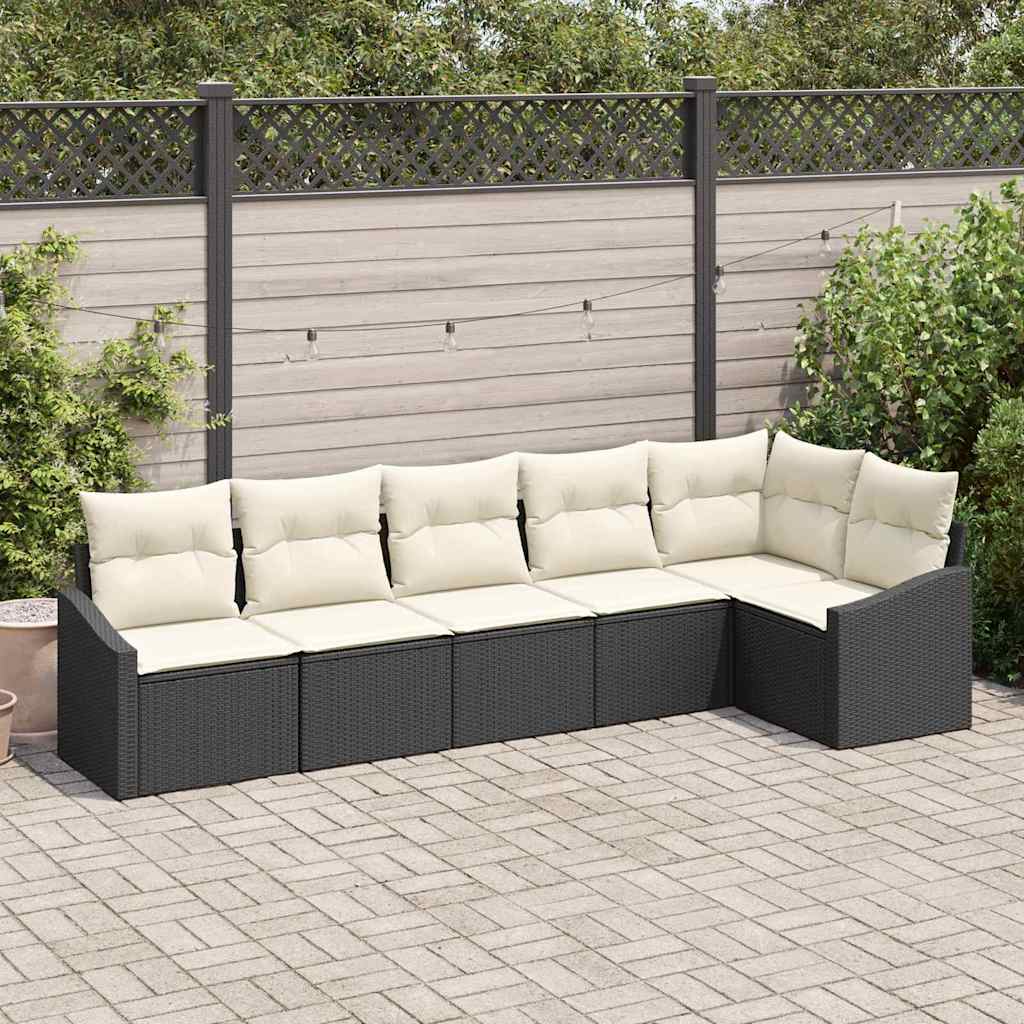 Havesofa Sæt 6 stk. Sort og Hvid polyrattan