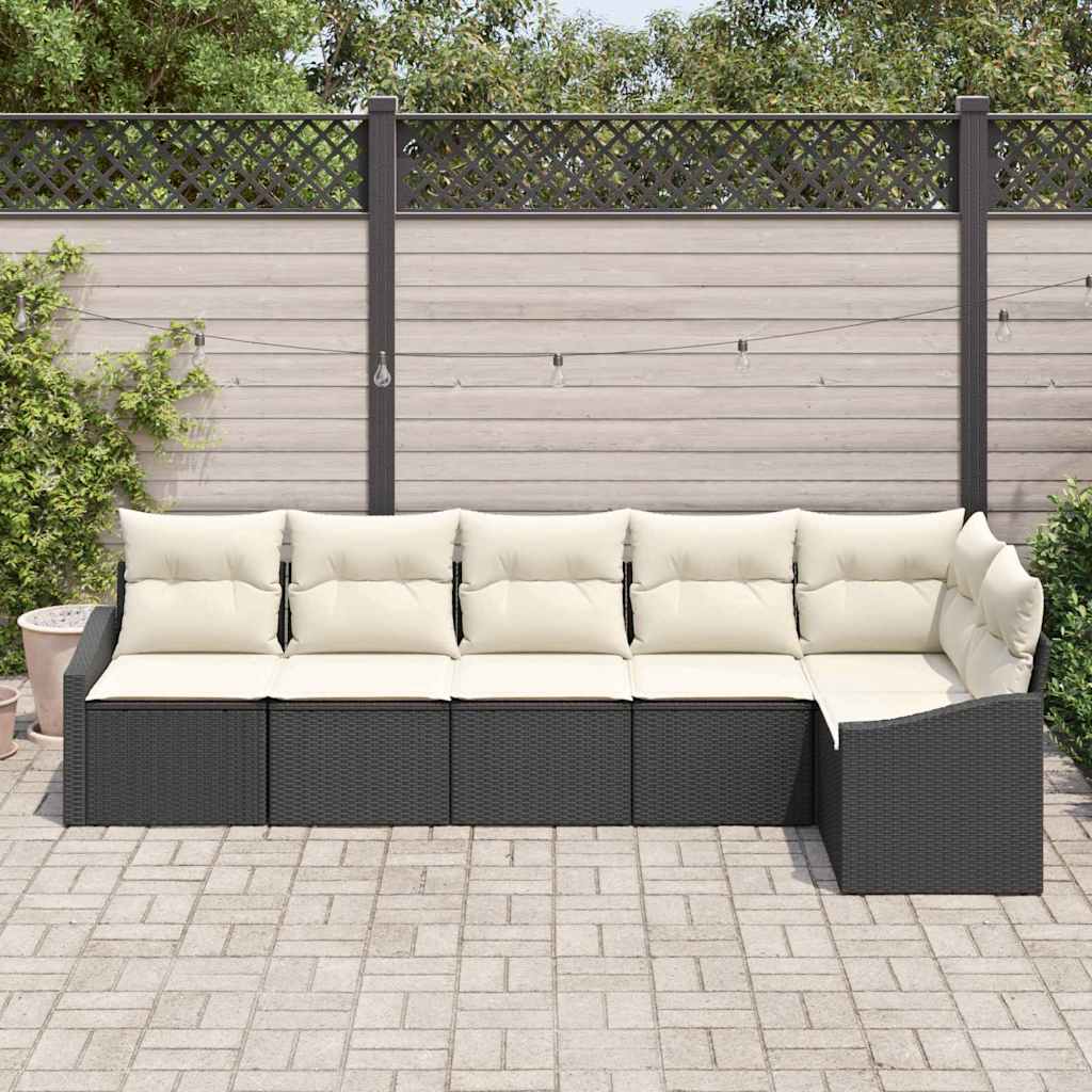 Havesofa Sæt 6 stk. Sort og Hvid polyrattan