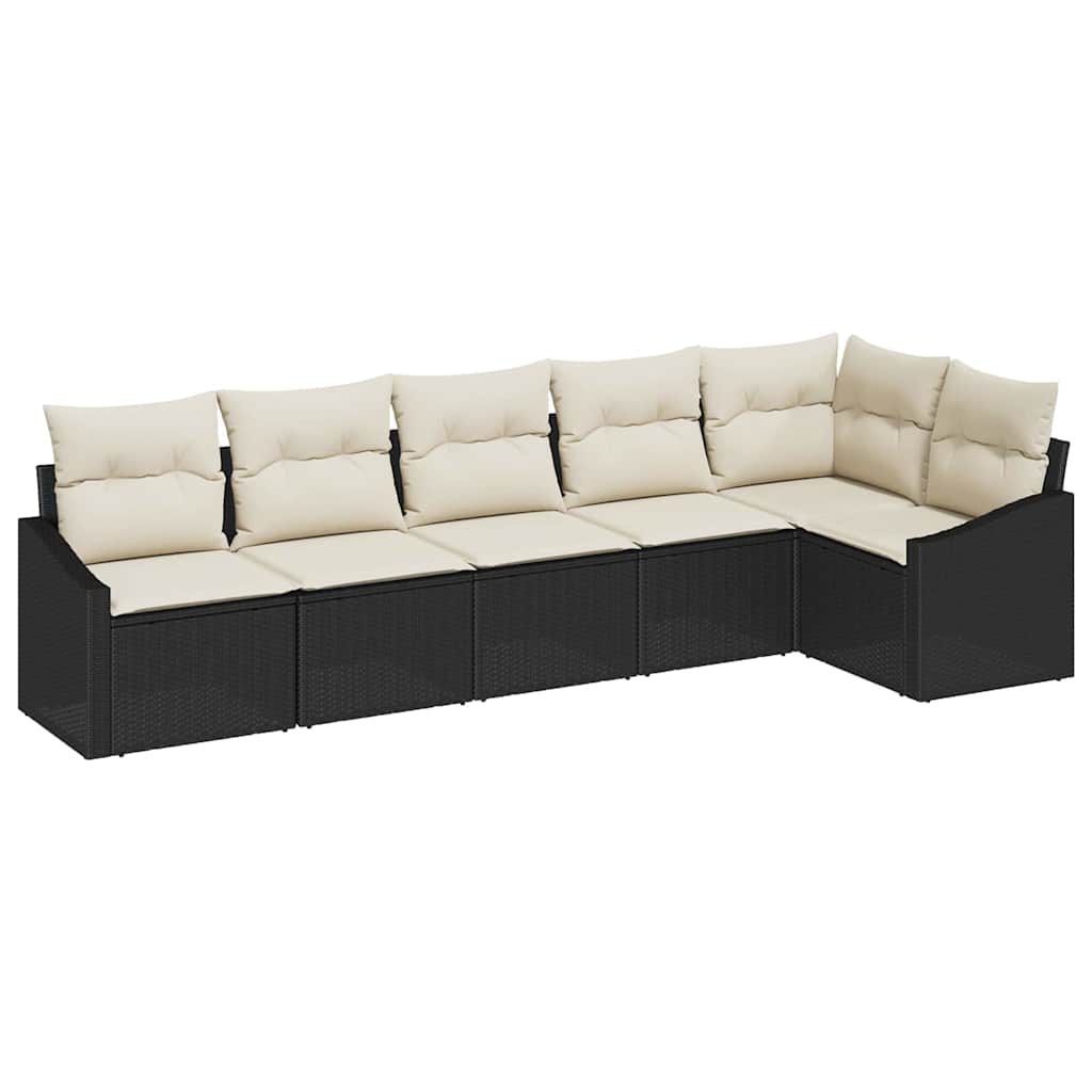 Havesofa Sæt 6 stk. Sort og Hvid polyrattan