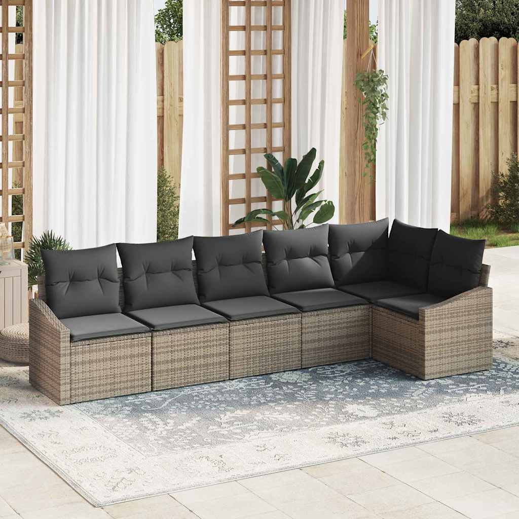 Havesofa Sæt 6 stk. Grå polyrattan