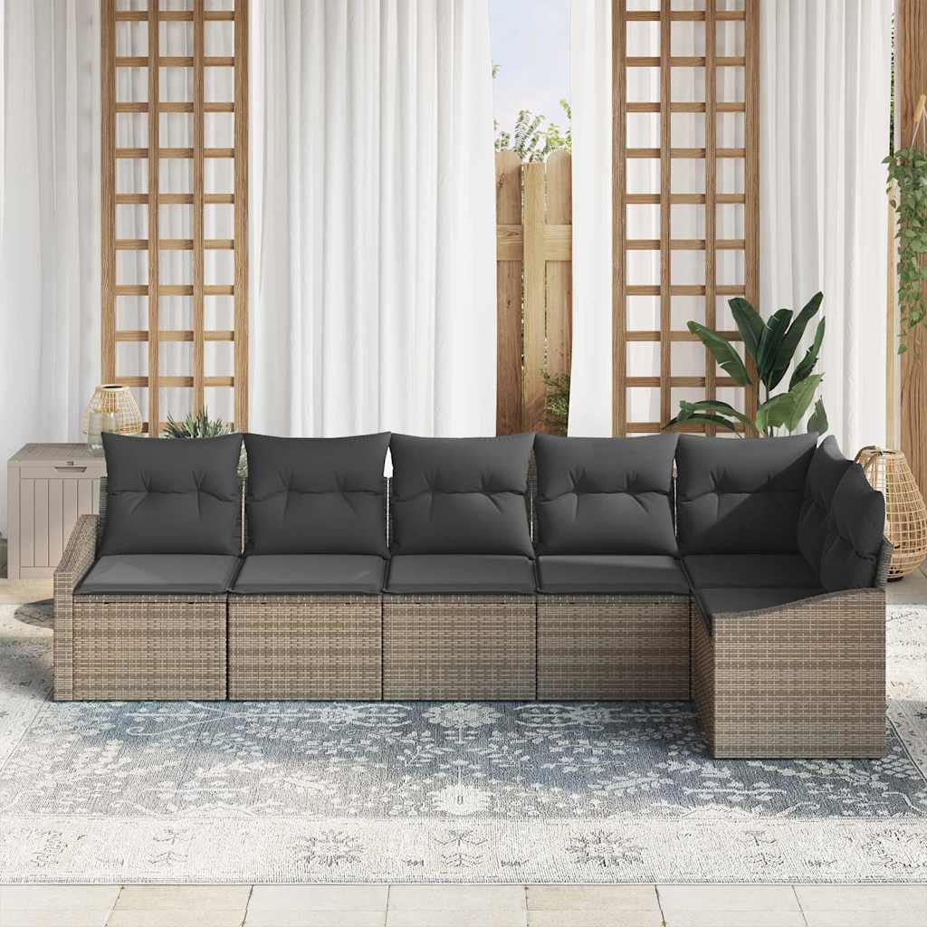Havesofa Sæt 6 stk. Grå polyrattan
