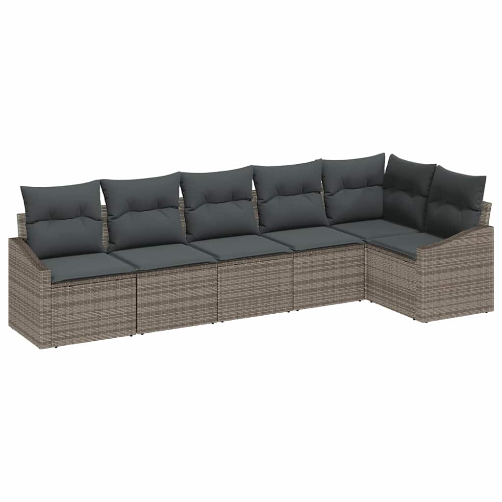 Havesofa Sæt 6 stk. Grå polyrattan