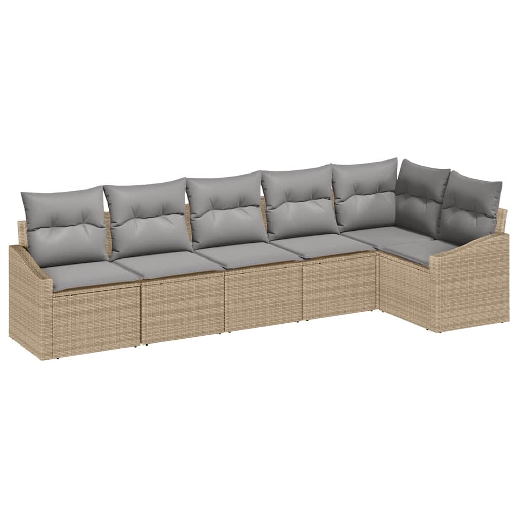Havesofa Sæt 6 stk. Beige og lys grå polyrattan