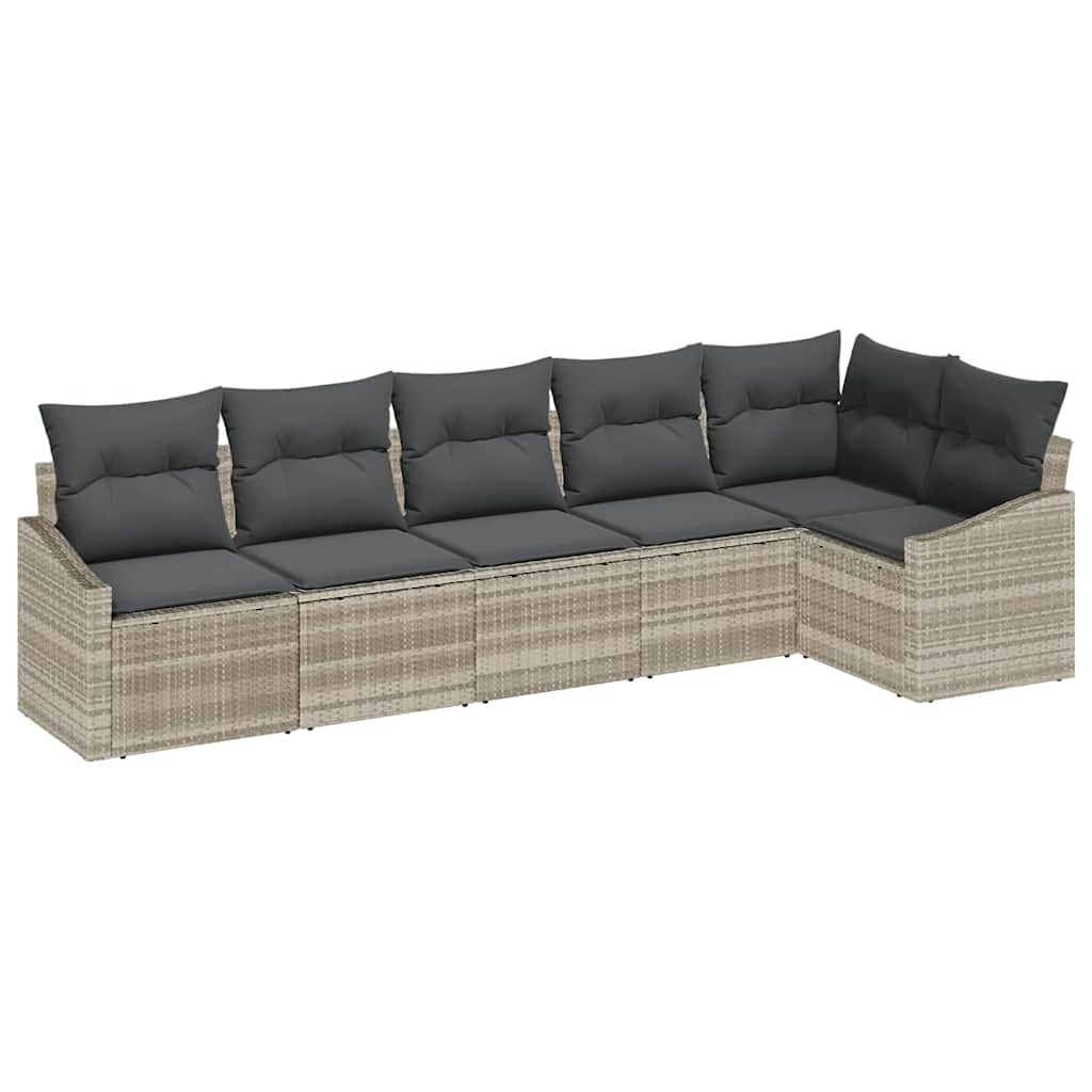 Havesofa Sæt 6 stk. Lysegrå polyrattan