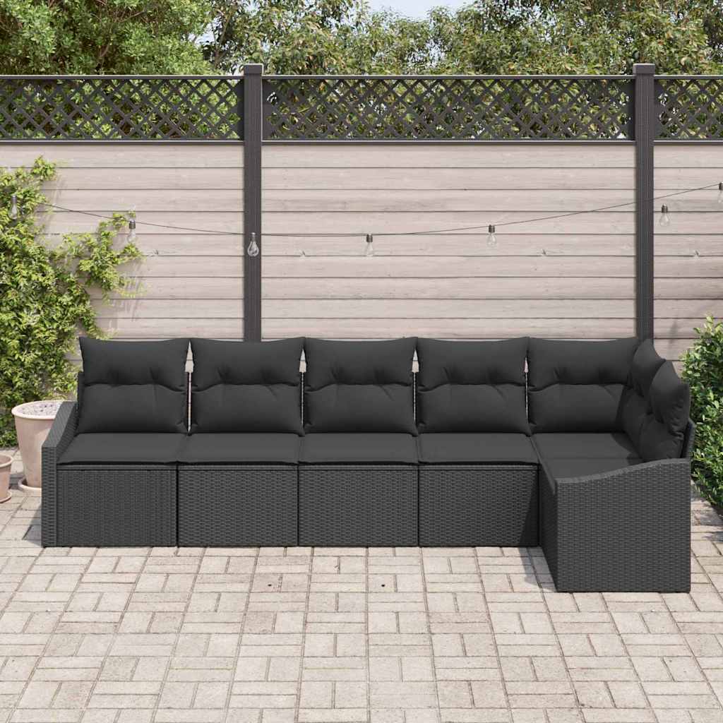 Havesofa Sæt 6 stk. Sort polyrattan