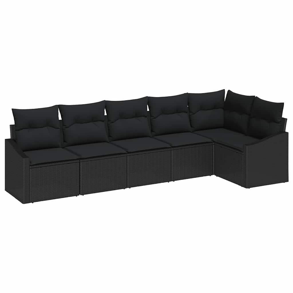 Havesofa Sæt 6 stk. Sort polyrattan
