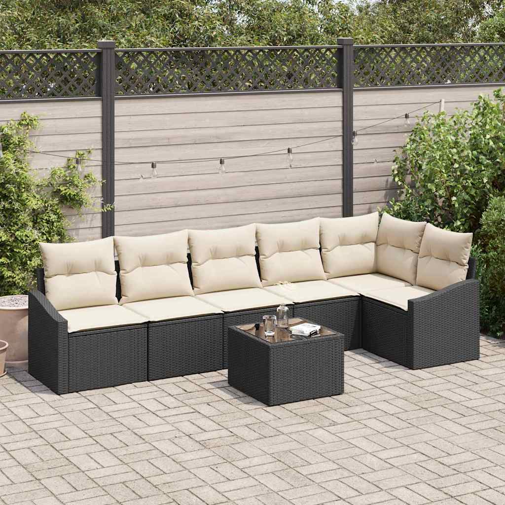 Havesofa Sæt 7 stk. Brun og Creme polyrattan
