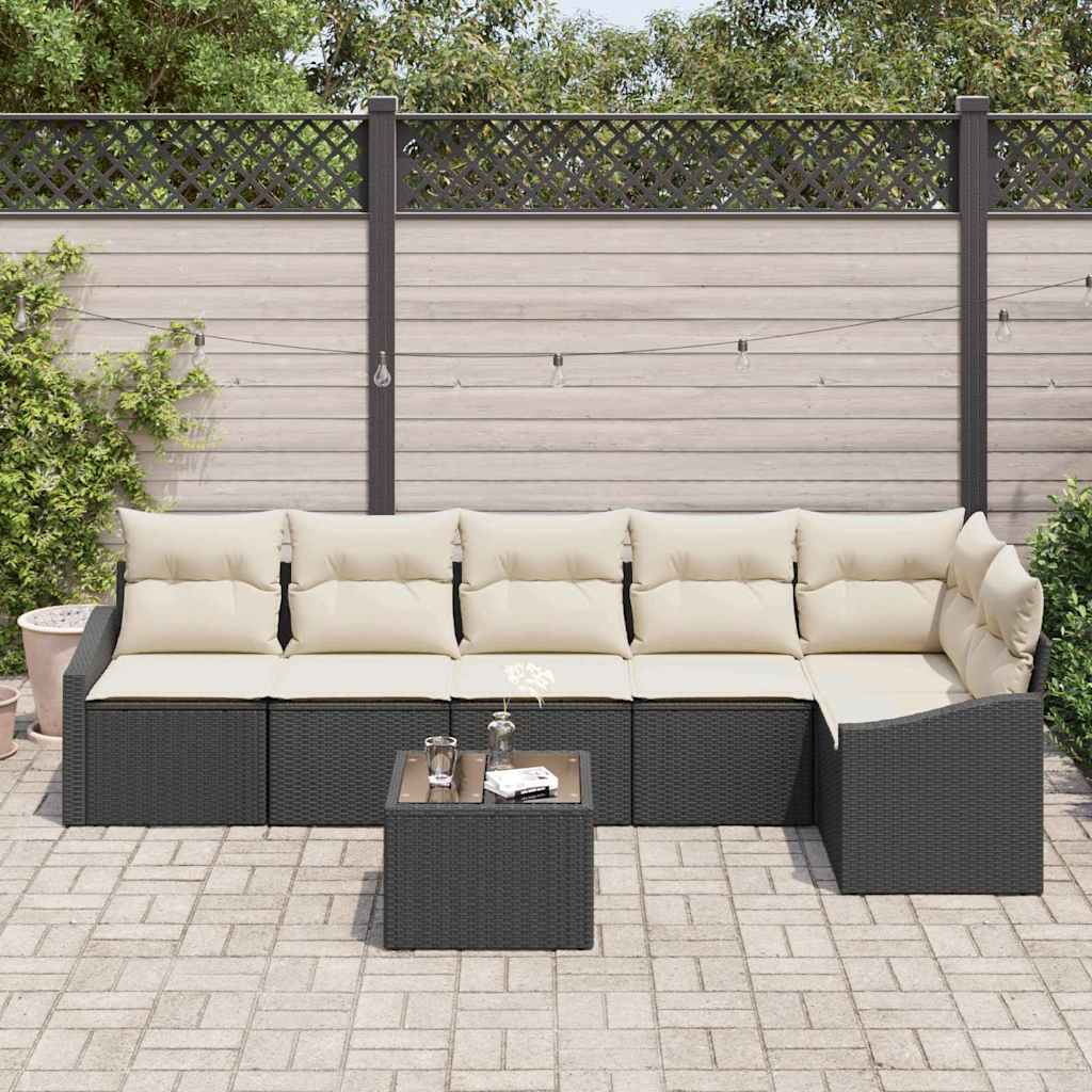 Havesofa Sæt 7 stk. Brun og Creme polyrattan