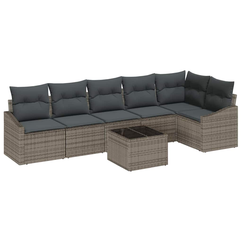 Havesofa Sæt 7 stk. Lysegrå polyrattan