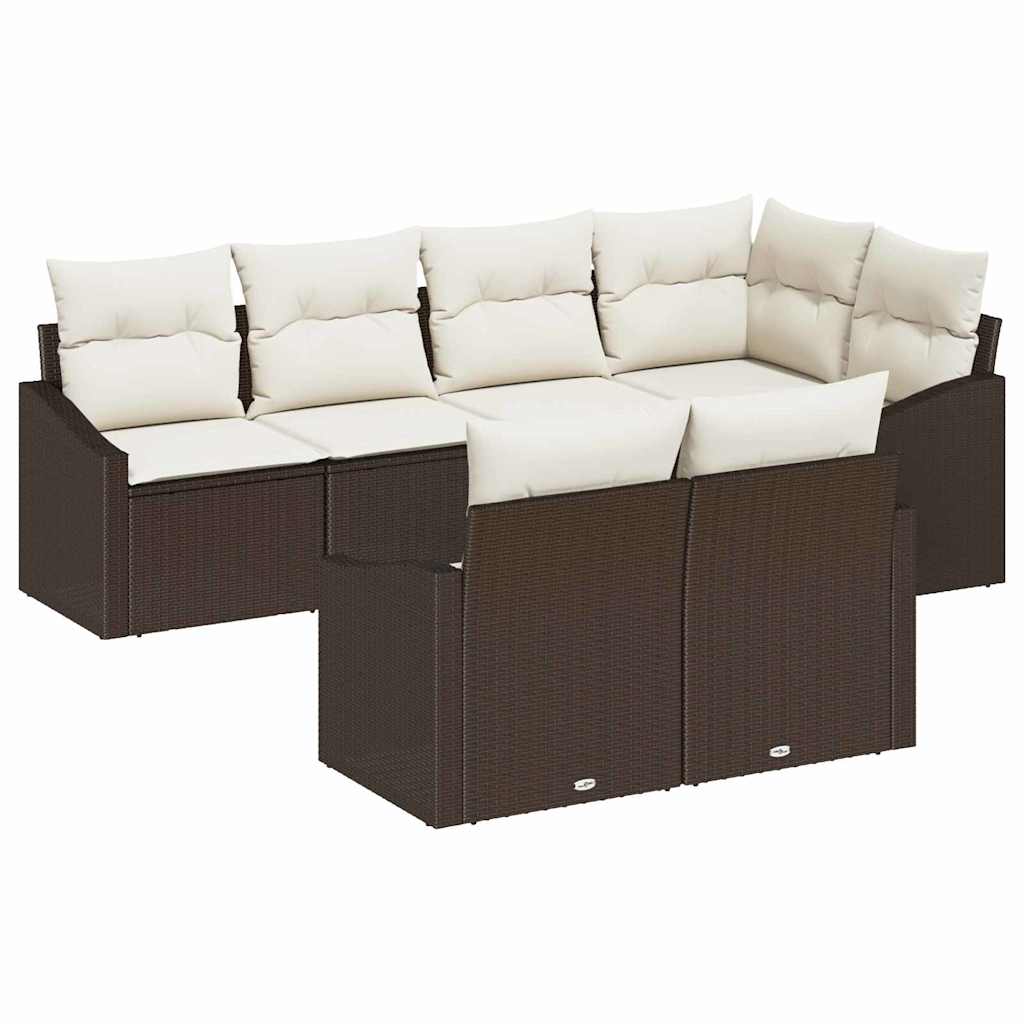 Havesofa Sæt 7 stk. Brun og hvid polyrattan