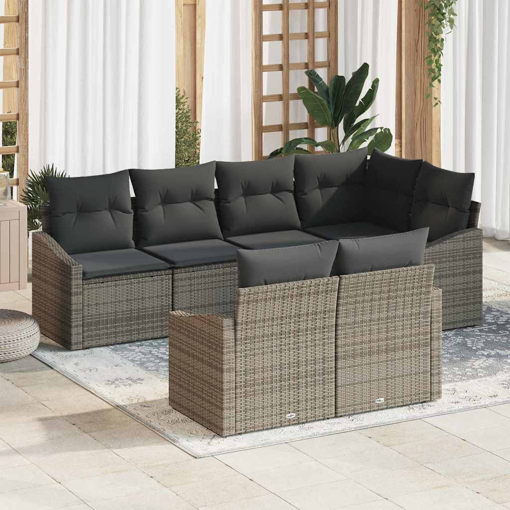 Havesofa Sæt 7 stk. Grå polyrattan