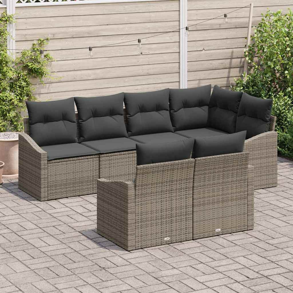 Havesofa Sæt 7 stk. Grå polyrattan