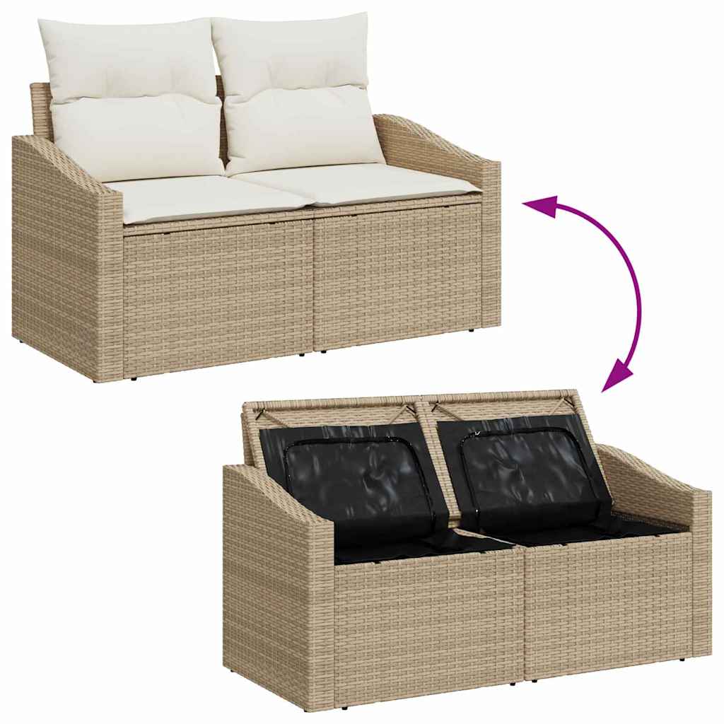 Havesofa Sæt 7 stk. Beige og hvid polyrattan