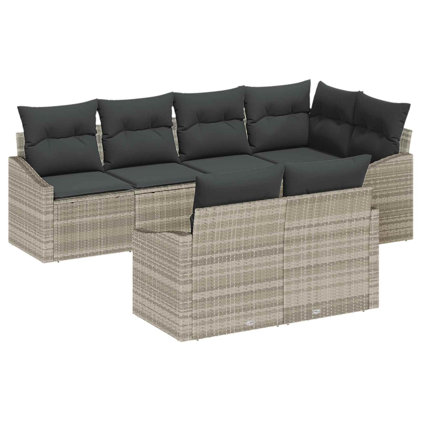 Havesofa Sæt 7 stk. Lysegrå polyrattan