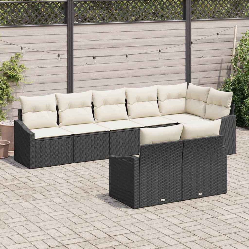 Havesofa Sæt 8 stk. Sort og Hvid polyrattan