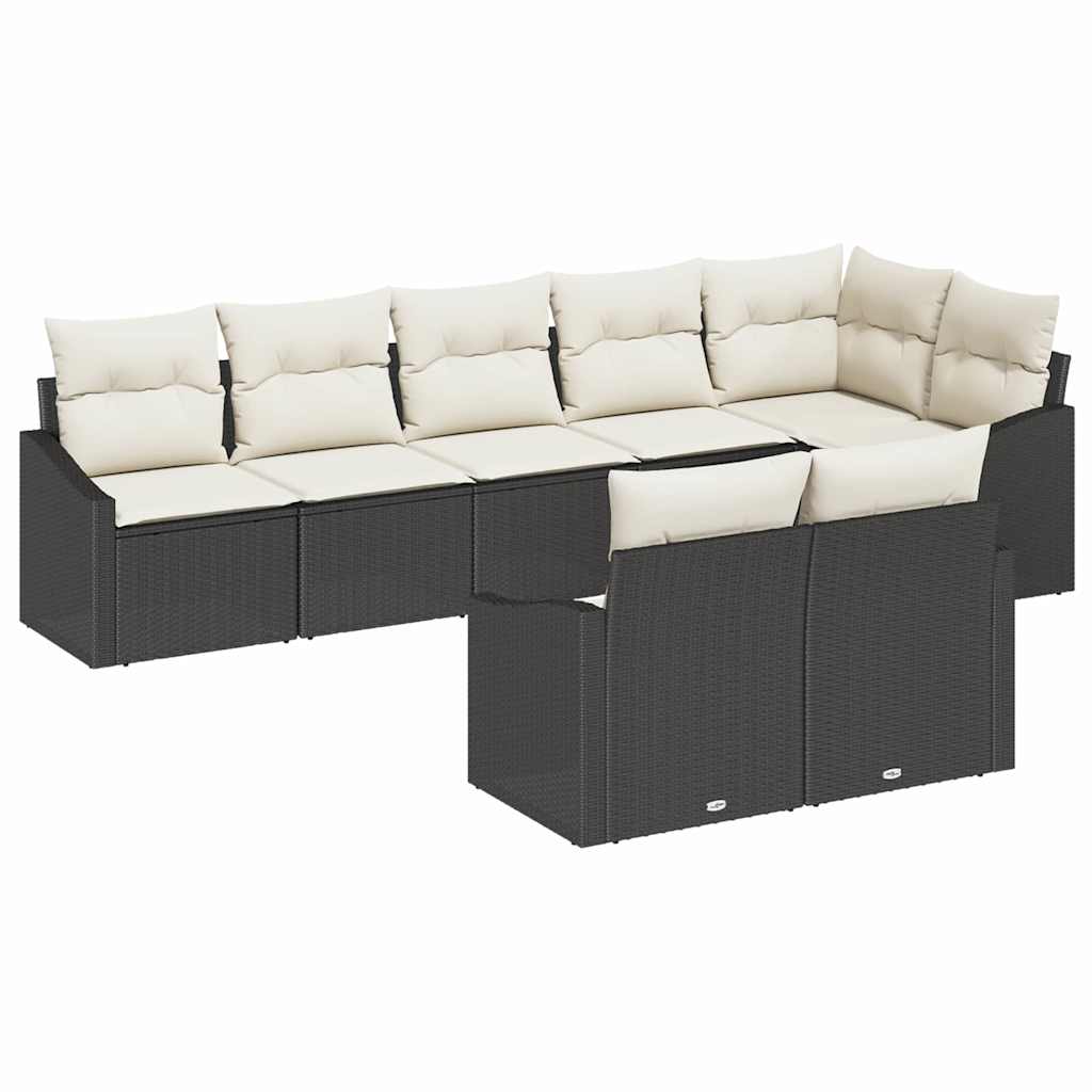 Havesofa Sæt 8 stk. Sort og Hvid polyrattan