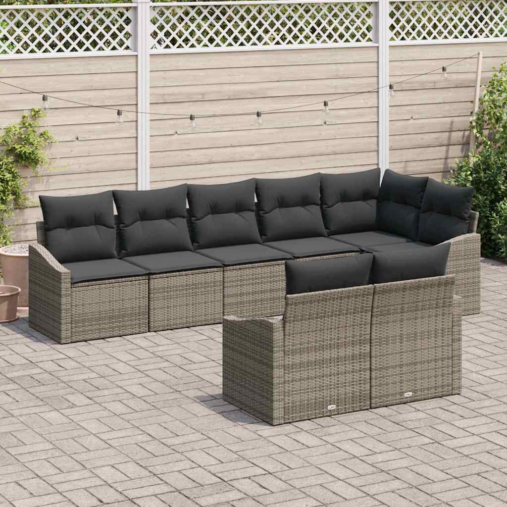 Havesofa Sæt 8 stk. Grå polyrattan