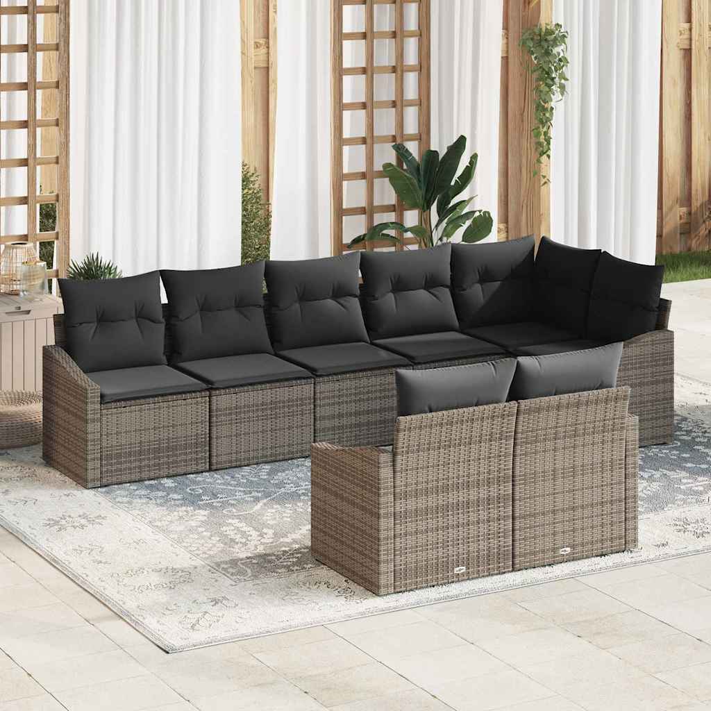 Havesofa Sæt 8 stk. Grå polyrattan