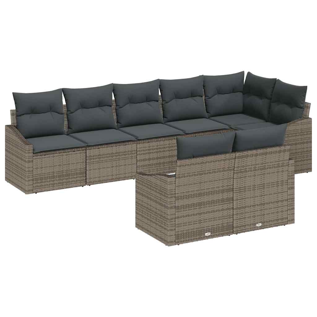 Havesofa Sæt 8 stk. Grå polyrattan