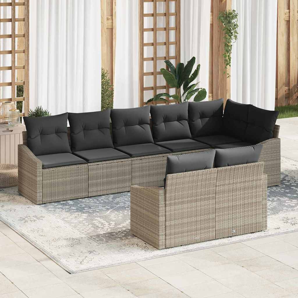 Havesofa Sæt 8 stk. Lysegrå polyrattan