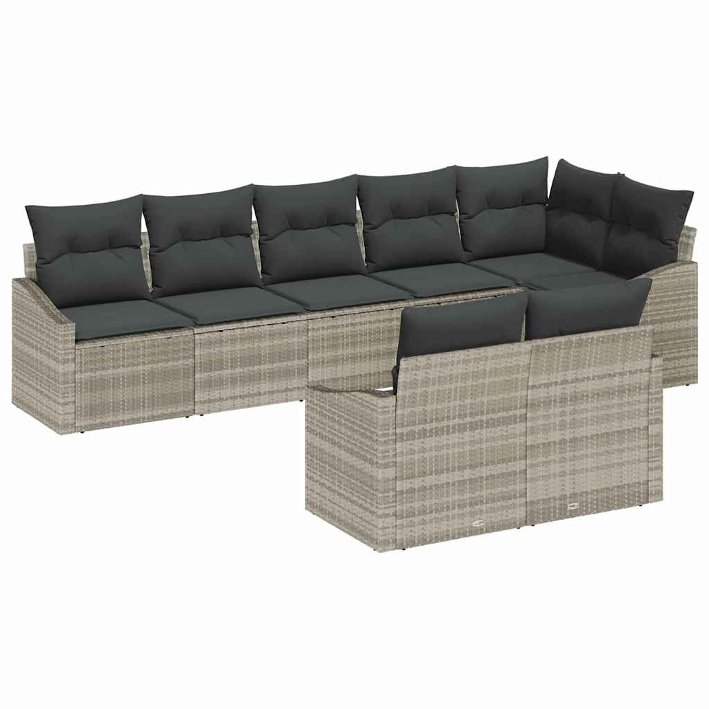 Havesofa Sæt 8 stk. Lysegrå polyrattan