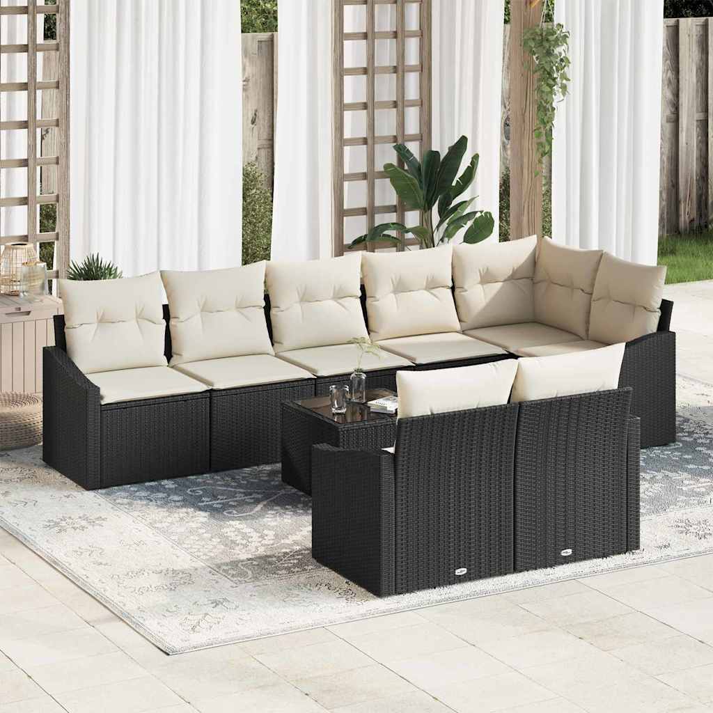 Havesofa Sæt 9 stk. Brun og Creme polyrattan