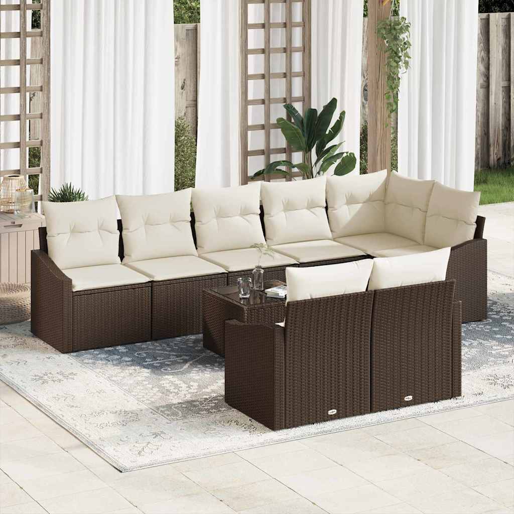 Havesofa Sæt 9 stk. Brun og Creme polyrattan