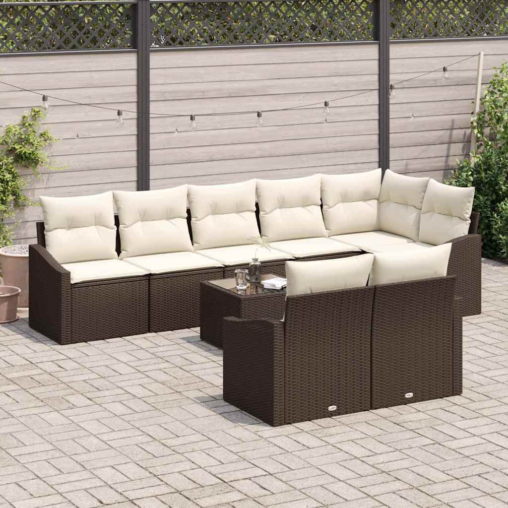 Havesofa Sæt 9 stk. Brun og Creme polyrattan