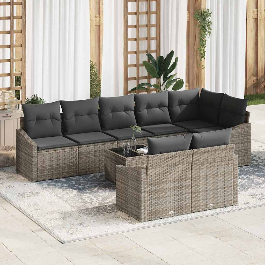 Havesofa Sæt 9 stk. Lysegrå polyrattan