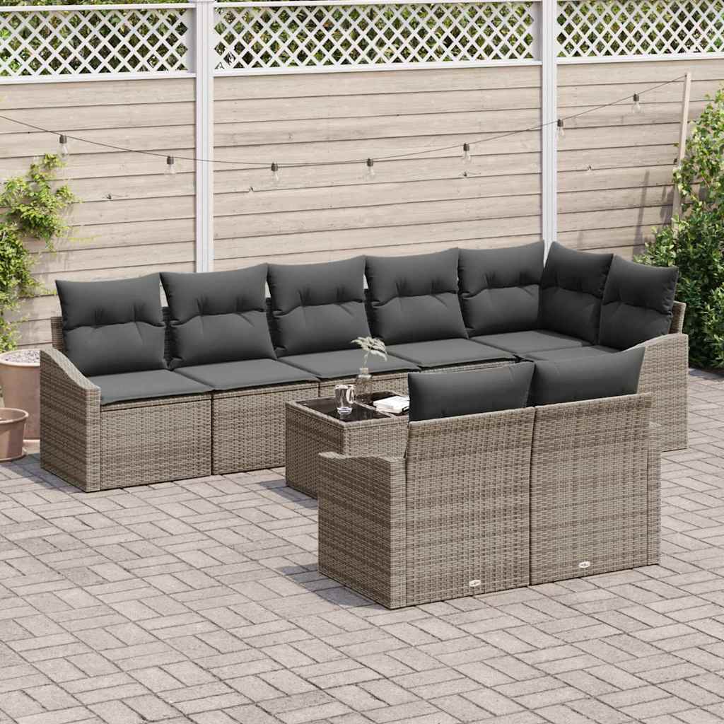 Havesofa Sæt 9 stk. Lysegrå polyrattan