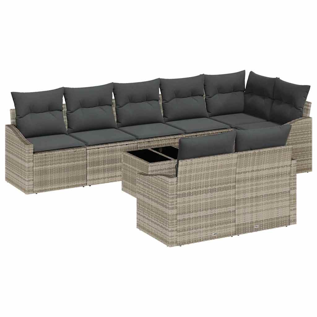 Havesofa Sæt 9 stk. Lysegrå polyrattan