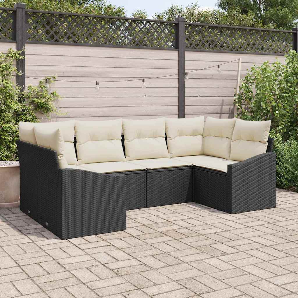 Havesofa Sæt 6 stk. Sort og Cream polyrattan