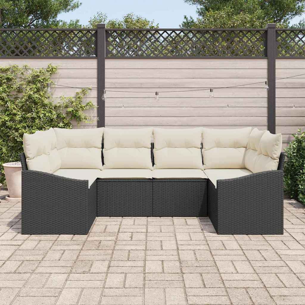 Havesofa Sæt 6 stk. Sort og Cream polyrattan