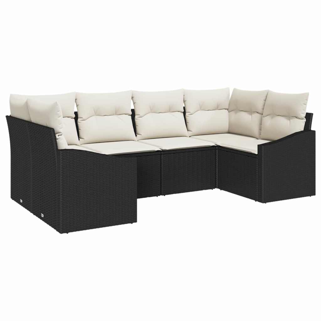 Havesofa Sæt 6 stk. Sort og Cream polyrattan