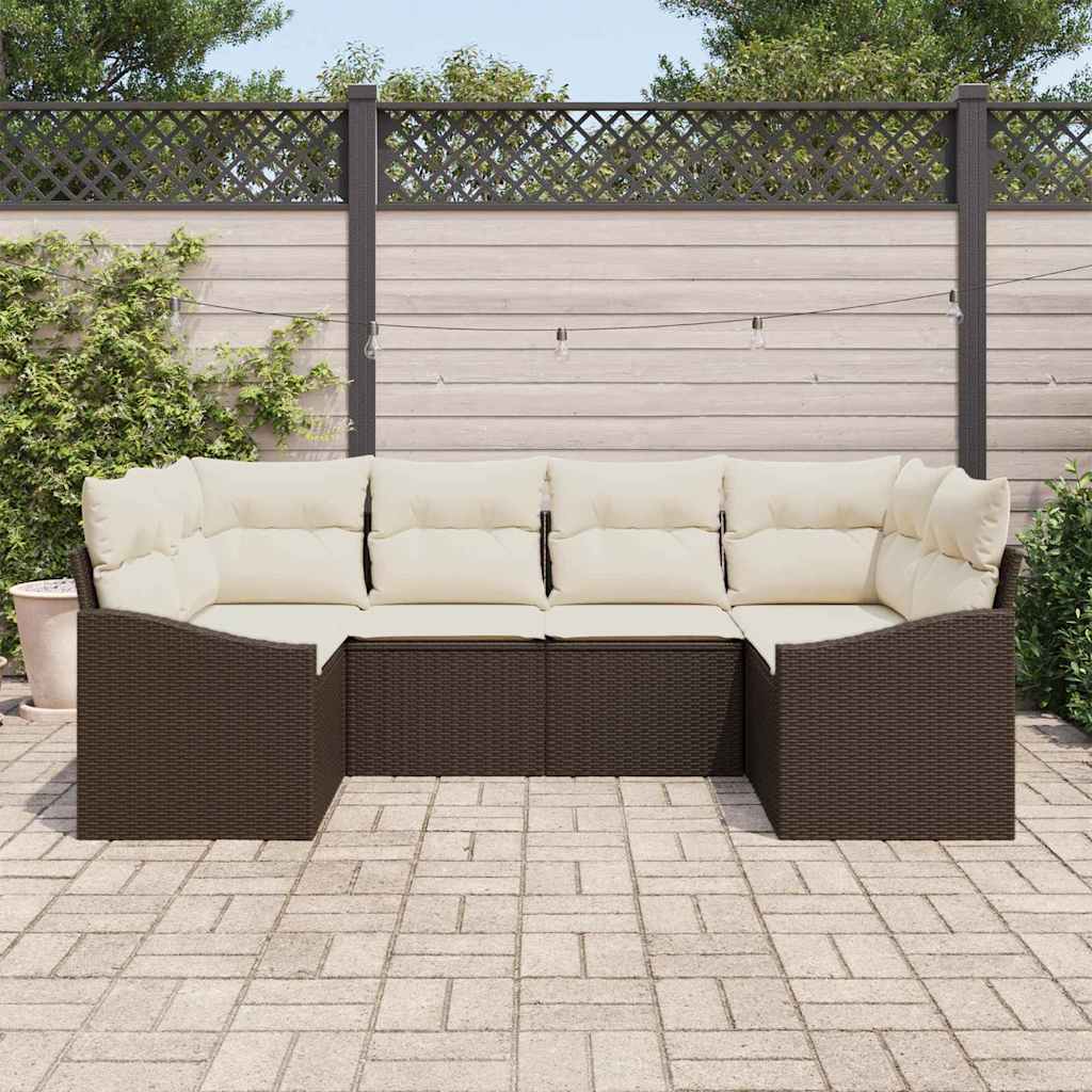 Havesofa Sæt 6 stk. Brun og Creme polyrattan
