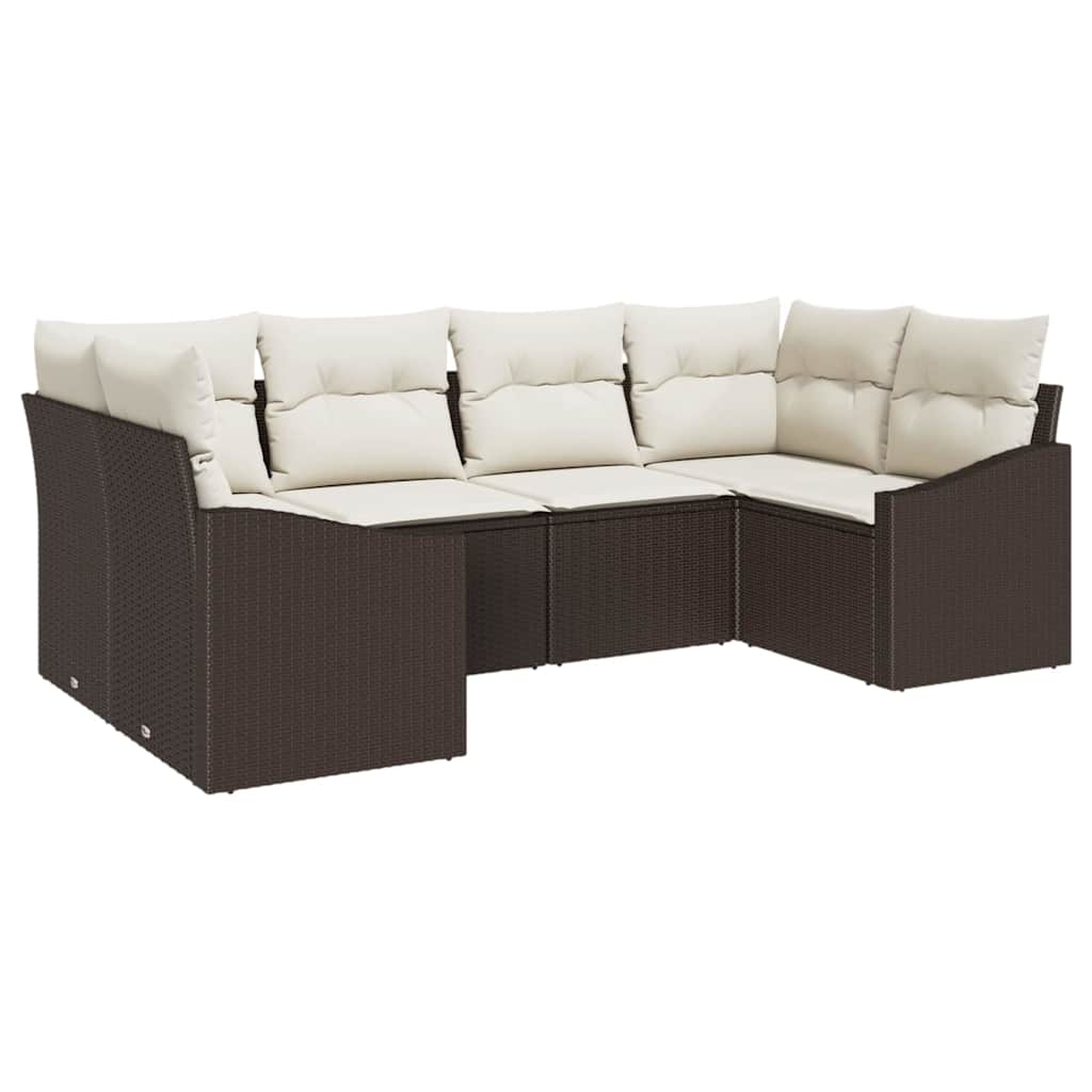 Havesofa Sæt 6 stk. Brun og Creme polyrattan