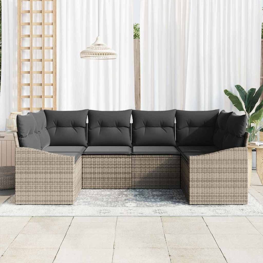 Havesofa Sæt 6 stk. Grå polyrattan