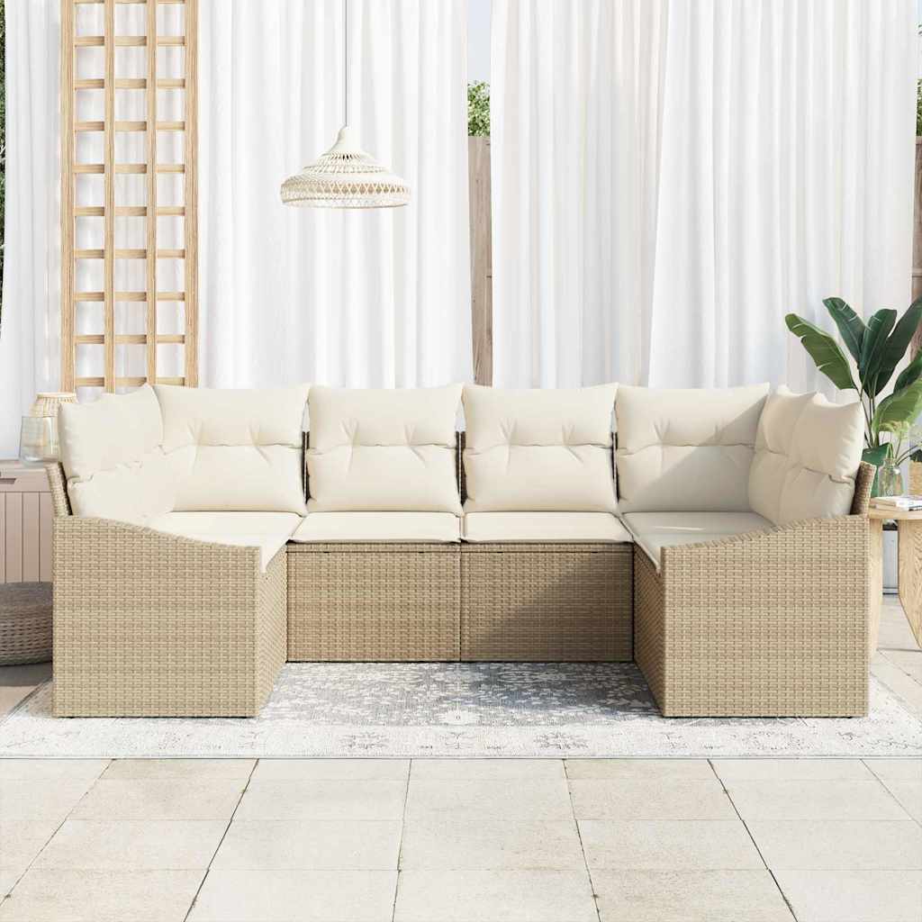 Havesofa Sæt 6 stk. Beige og creme polyrattan